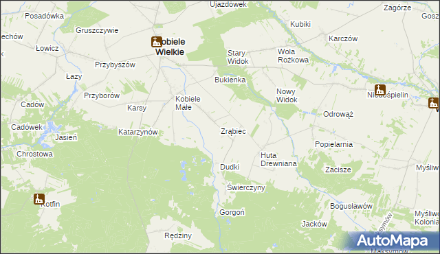 mapa Zrąbiec, Zrąbiec na mapie Targeo