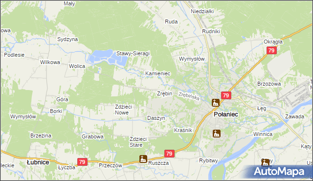 mapa Zrębin, Zrębin na mapie Targeo