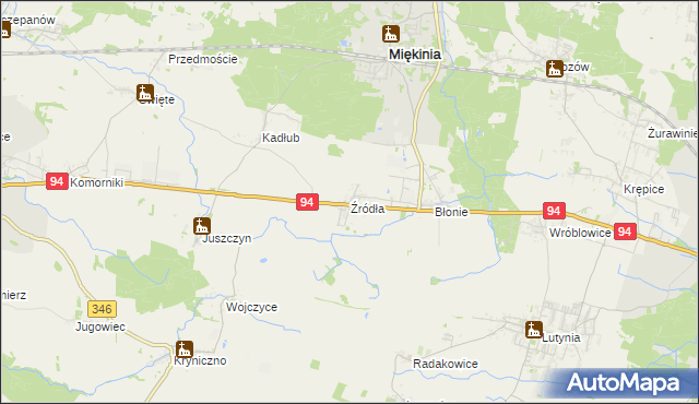 mapa Źródła gmina Miękinia, Źródła gmina Miękinia na mapie Targeo