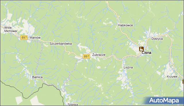 mapa Żubracze, Żubracze na mapie Targeo