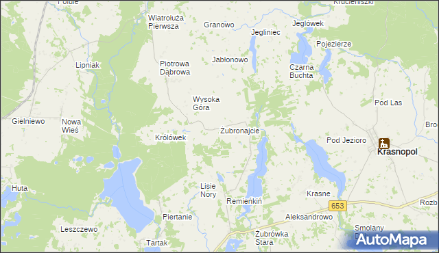 mapa Żubronajcie, Żubronajcie na mapie Targeo