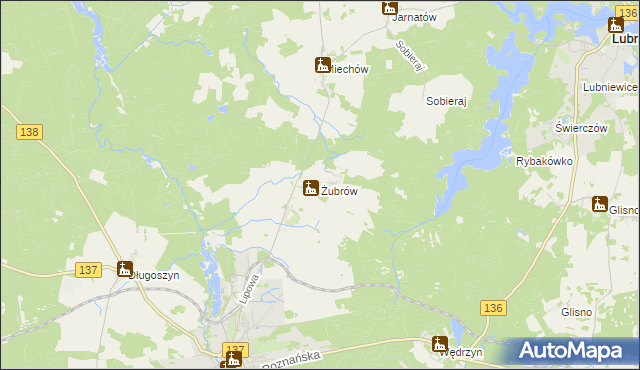 mapa Żubrów, Żubrów na mapie Targeo