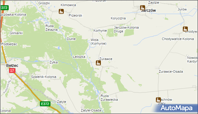 mapa Żurawce, Żurawce na mapie Targeo