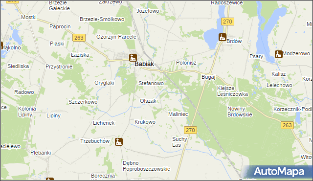 mapa Żurawieniec gmina Babiak, Żurawieniec gmina Babiak na mapie Targeo