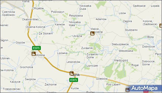 mapa Żurawniki gmina Lipnik, Żurawniki gmina Lipnik na mapie Targeo