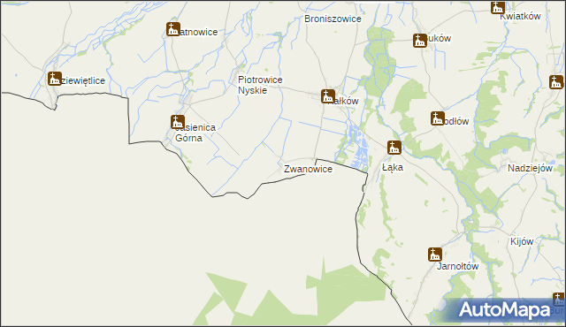 mapa Zwanowice gmina Otmuchów, Zwanowice gmina Otmuchów na mapie Targeo