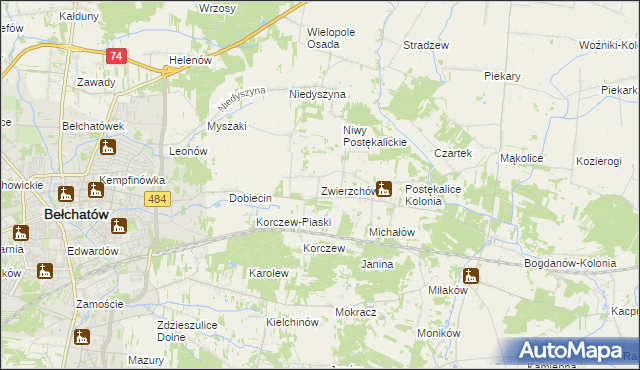 mapa Zwierzchów, Zwierzchów na mapie Targeo