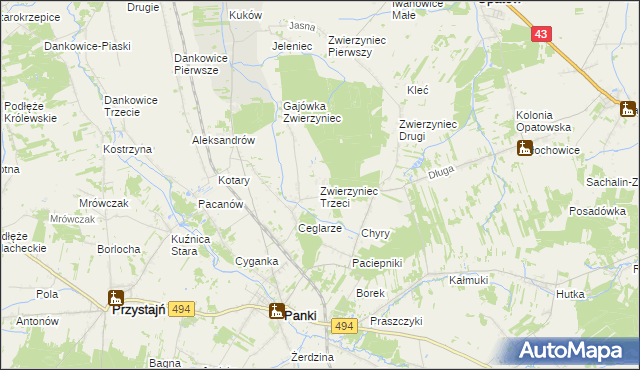 mapa Zwierzyniec Trzeci, Zwierzyniec Trzeci na mapie Targeo