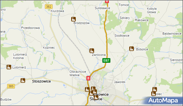 mapa Zwrócona, Zwrócona na mapie Targeo