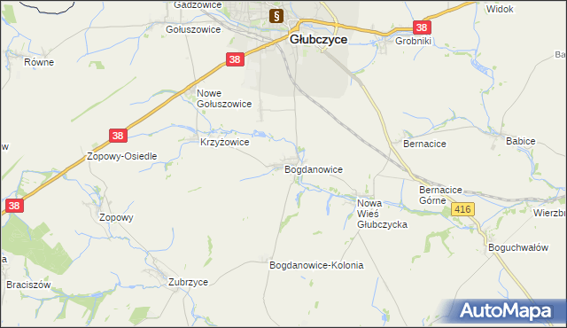 mapa Bogdanowice, Bogdanowice na mapie Targeo