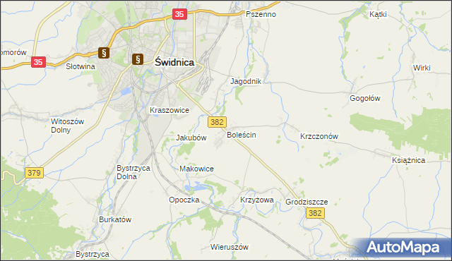 mapa Boleścin gmina Świdnica, Boleścin gmina Świdnica na mapie Targeo