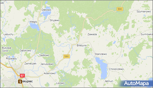 mapa Bredynki, Bredynki na mapie Targeo