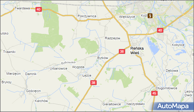 mapa Bytków gmina Reńska Wieś, Bytków gmina Reńska Wieś na mapie Targeo