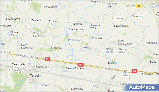 mapa Cholewy gmina Błonie, Cholewy gmina Błonie na mapie Targeo