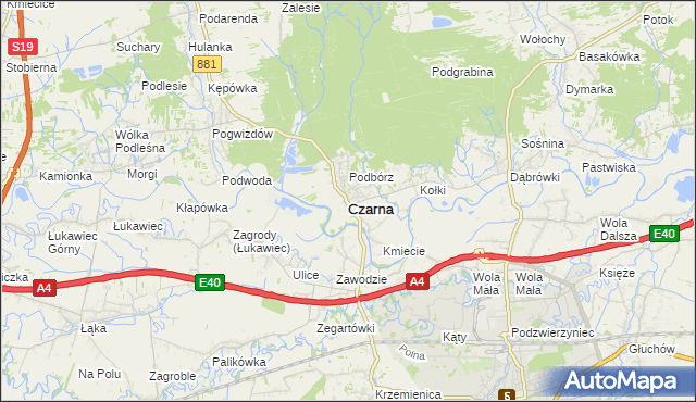 mapa Czarna powiat łańcucki, Czarna powiat łańcucki na mapie Targeo