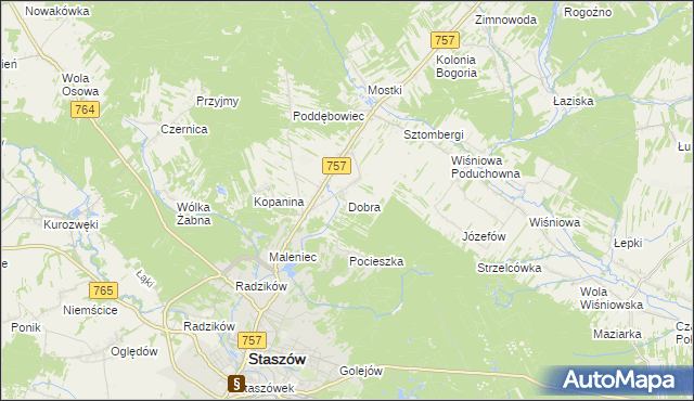 mapa Dobra gmina Staszów, Dobra gmina Staszów na mapie Targeo