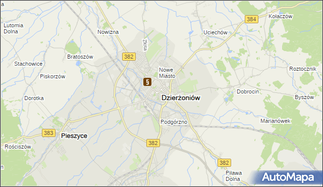 mapa Dzierżoniów, Dzierżoniów na mapie Targeo