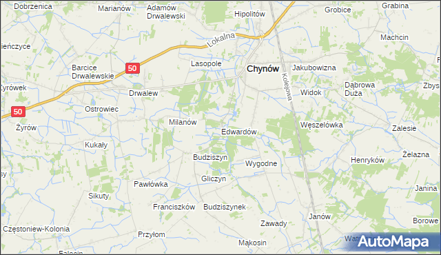mapa Edwardów gmina Chynów, Edwardów gmina Chynów na mapie Targeo