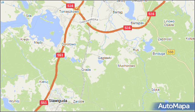 mapa Gągławki, Gągławki na mapie Targeo
