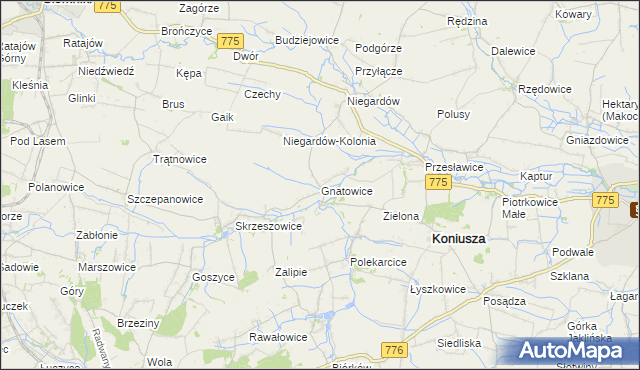 mapa Gnatowice, Gnatowice na mapie Targeo