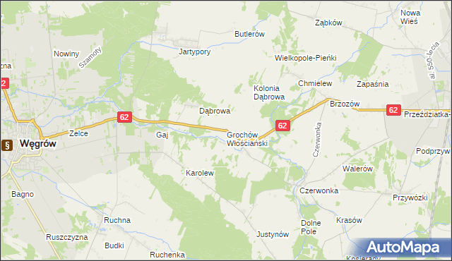 mapa Grochów Włościański, Grochów Włościański na mapie Targeo