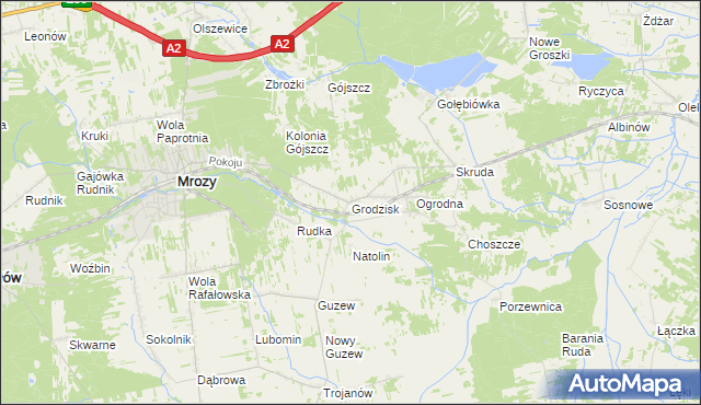 mapa Grodzisk gmina Mrozy, Grodzisk gmina Mrozy na mapie Targeo