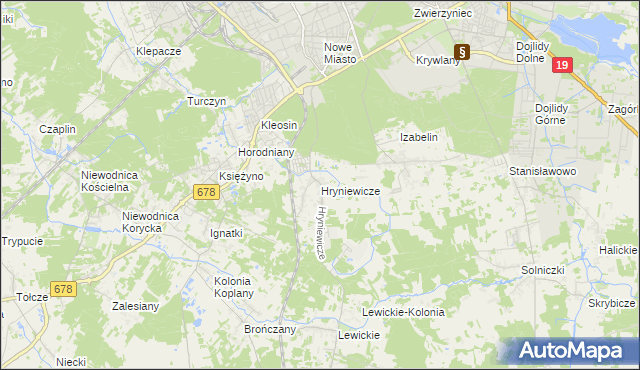 mapa Hryniewicze, Hryniewicze na mapie Targeo