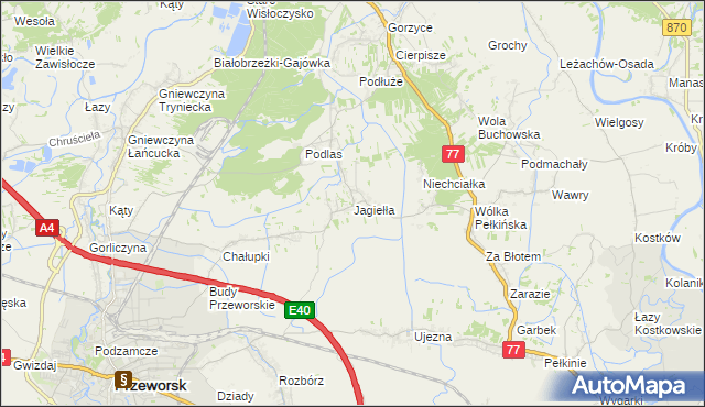 mapa Jagiełła gmina Tryńcza, Jagiełła gmina Tryńcza na mapie Targeo