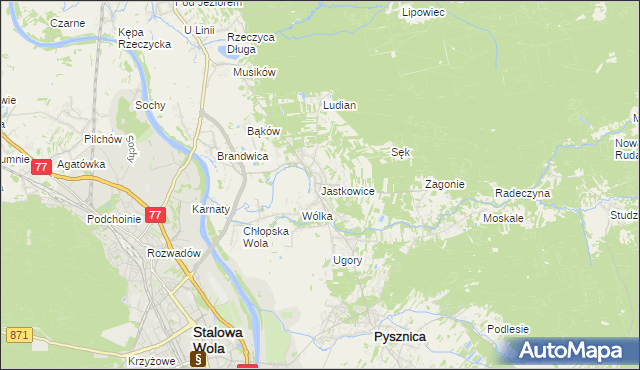 mapa Jastkowice, Jastkowice na mapie Targeo