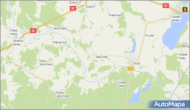 mapa Jażyniec, Jażyniec na mapie Targeo