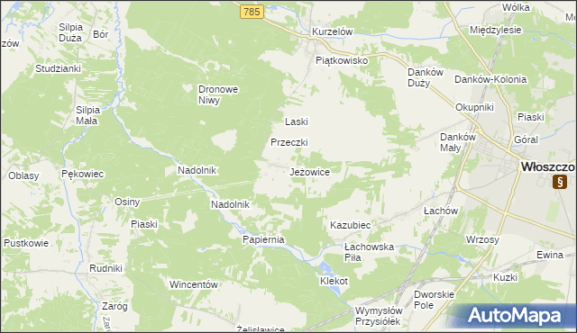 mapa Jeżowice, Jeżowice na mapie Targeo