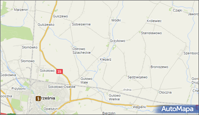 mapa Kleparz gmina Września, Kleparz gmina Września na mapie Targeo