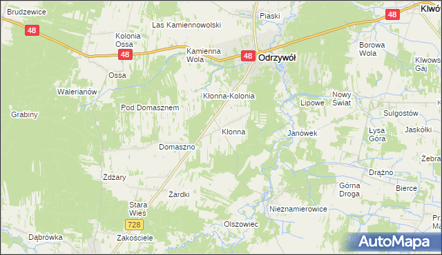 mapa Kłonna, Kłonna na mapie Targeo