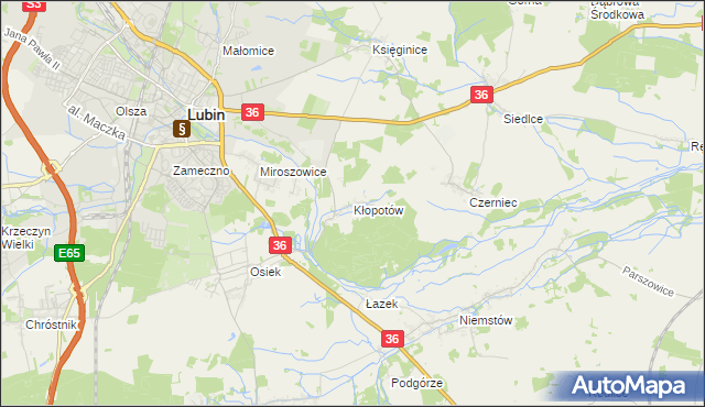 mapa Kłopotów gmina Lubin, Kłopotów gmina Lubin na mapie Targeo