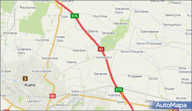 mapa Komadzyn, Komadzyn na mapie Targeo