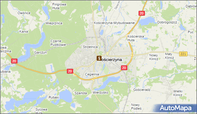 mapa Kościerzyna, Kościerzyna na mapie Targeo