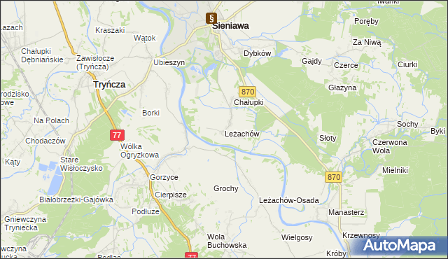 mapa Leżachów, Leżachów na mapie Targeo
