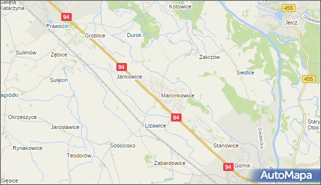 mapa Marcinkowice gmina Oława, Marcinkowice gmina Oława na mapie Targeo