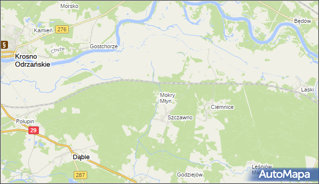 mapa Mokry Młyn, Mokry Młyn na mapie Targeo