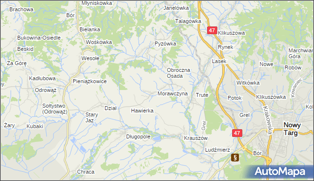 mapa Morawczyna, Morawczyna na mapie Targeo