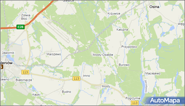 mapa Mosty-Osiedle, Mosty-Osiedle na mapie Targeo