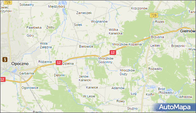 mapa Mroczków Gościnny, Mroczków Gościnny na mapie Targeo