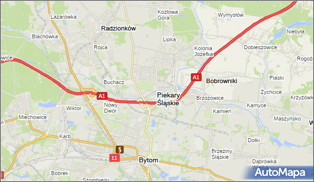 mapa Piekary Śląskie, Piekary Śląskie na mapie Targeo