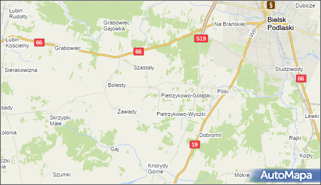 mapa Pietrzykowo-Gołąbki, Pietrzykowo-Gołąbki na mapie Targeo