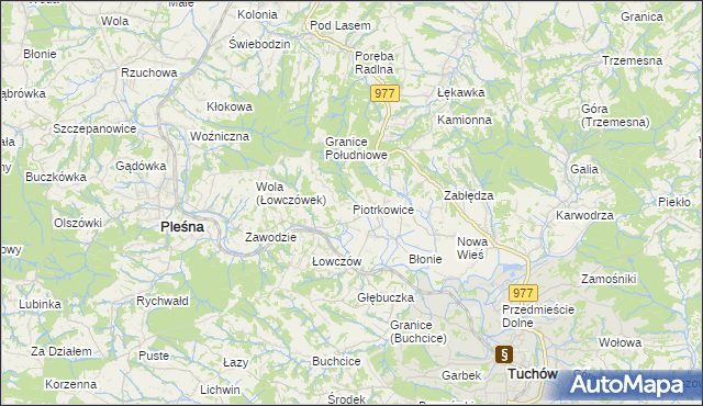 mapa Piotrkowice gmina Tuchów, Piotrkowice gmina Tuchów na mapie Targeo