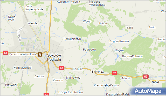 mapa Podrogów, Podrogów na mapie Targeo