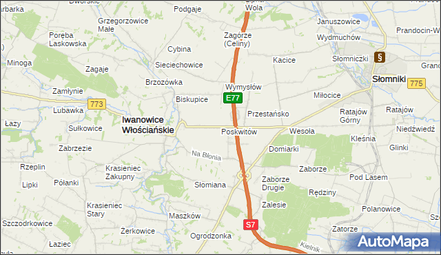 mapa Poskwitów, Poskwitów na mapie Targeo