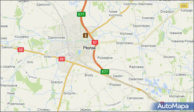 mapa Poświętne gmina Płońsk, Poświętne gmina Płońsk na mapie Targeo