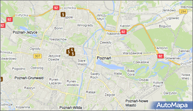 mapa Poznania, Poznań na mapie Targeo