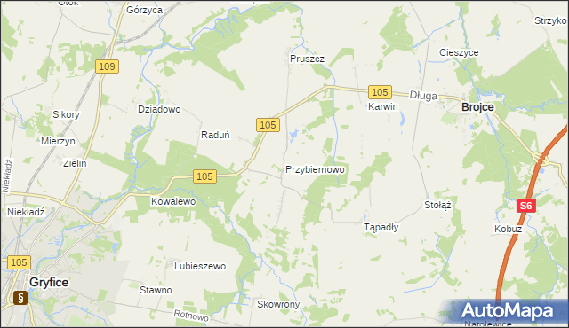 mapa Przybiernowo, Przybiernowo na mapie Targeo